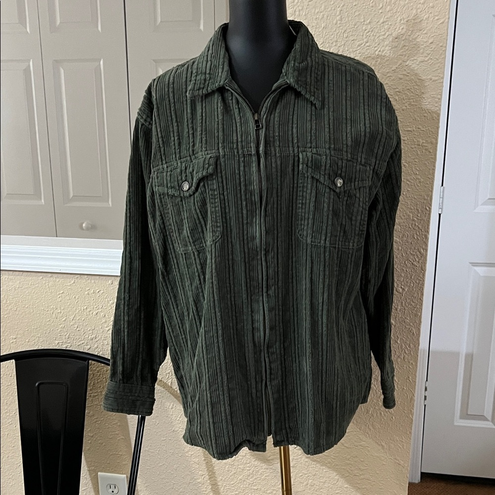 Faded Glory Dark Green Corduroy Shirt Jacket
